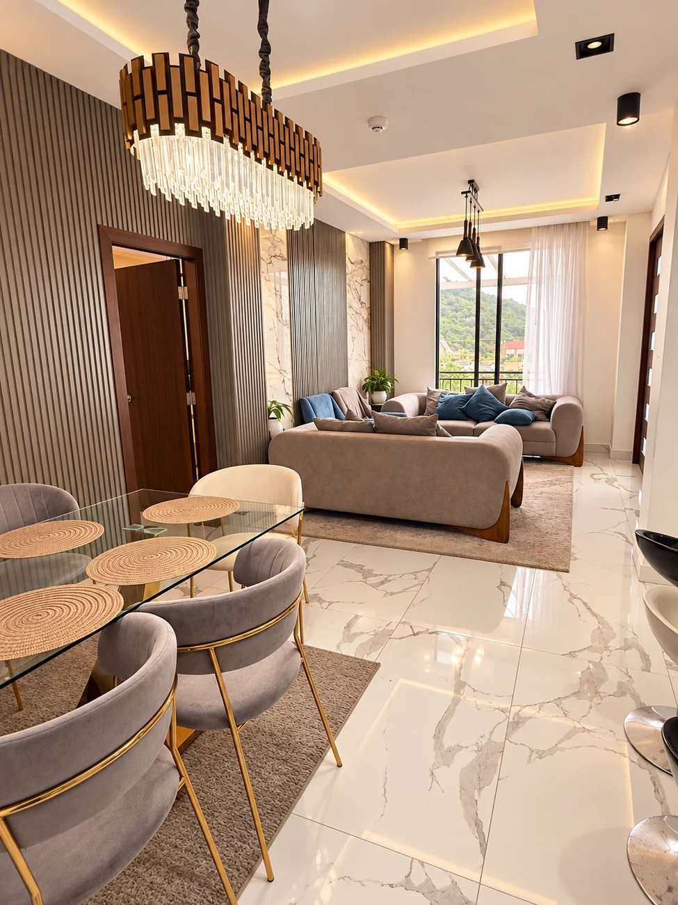 Sala y comedor de diseño contemporáneo